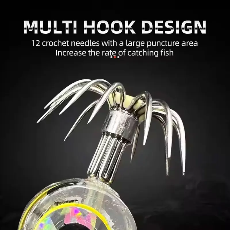 Electronic LED Octopus Squid Jig Hook Lure Deep Sea Bass Bait Fishing Tackle Luminous Accessories for Professional Fishing