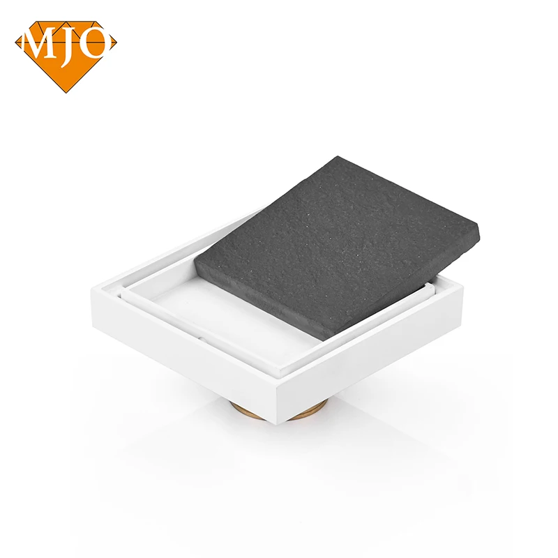 Square White Brass Floor Drain for Hotel Bathroom with Anti-odor Function