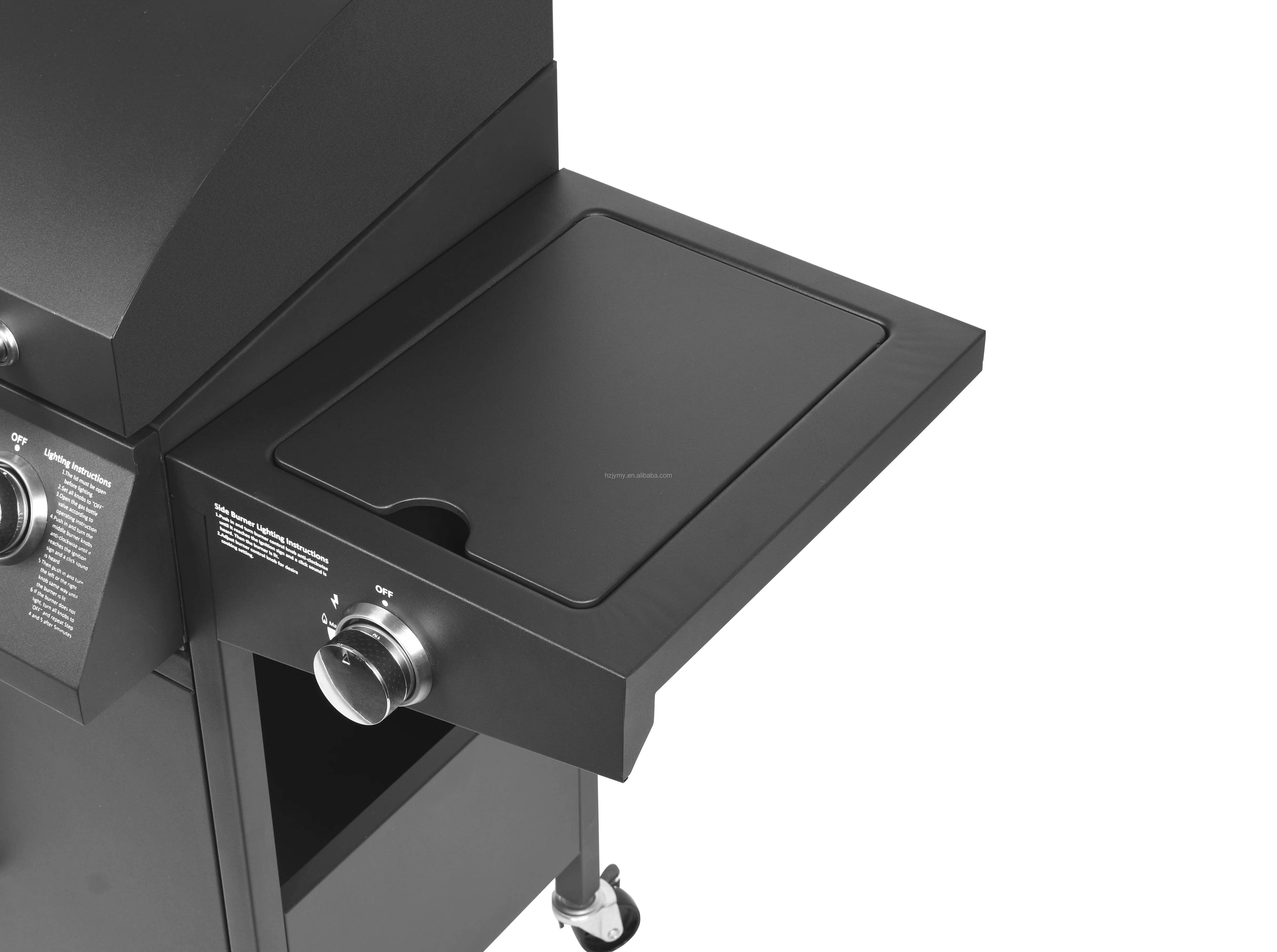 Portable 4 Burners Gas Griller Machine Commercial Smokeless Barbecue Stove Gas Bbq Grill With Side tables