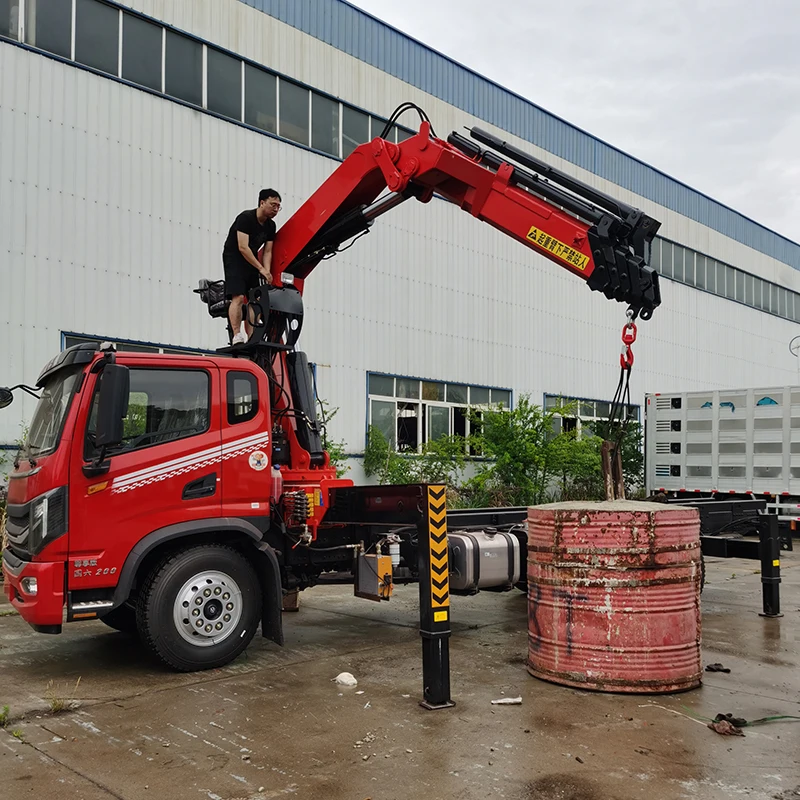 Liftsun 8 Ton Telescopic Folding Boom Truck Mounted Crane Hydraulic Truck-Mounted Crane Knuckle Boom crane On Truck