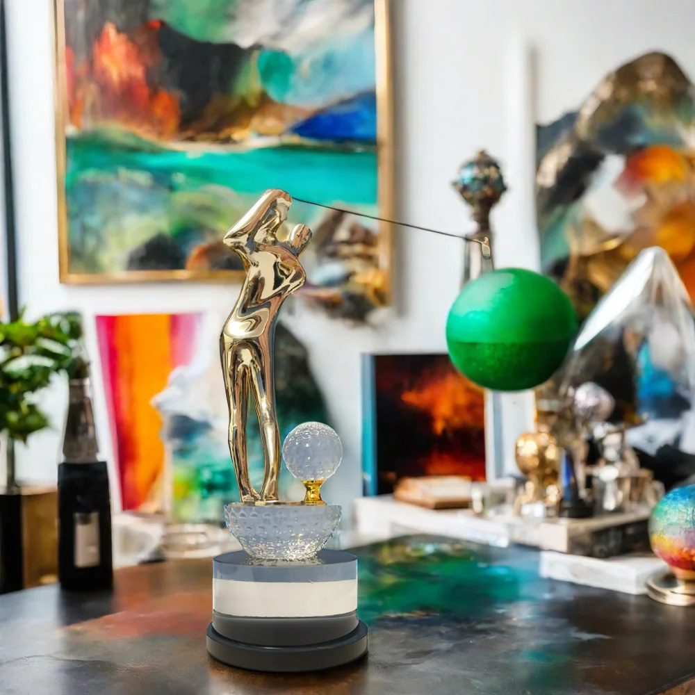 Trophy Business/soucanvas Gift Golf Crystal Ball Glass Globe K9 Crystal World Award with Crystal Customized Star Base for Sports