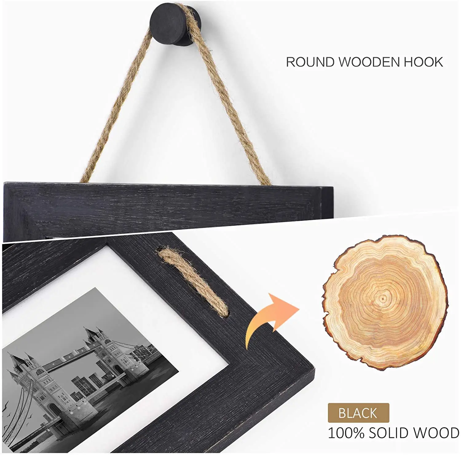 Vintage Collage Hanging Picture Frame Solid Wood Photo Frame 4 Frame Set