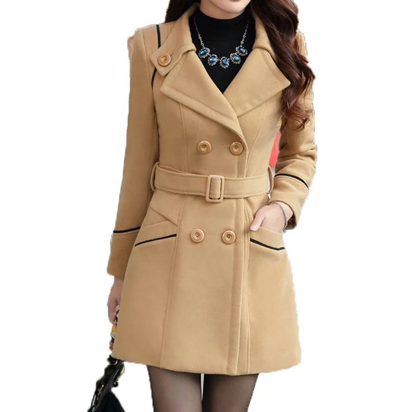 2021 wholesale Fashion Korean Hot Women Slim Wool Cashmere Winter Long Hooded Jacket Coats