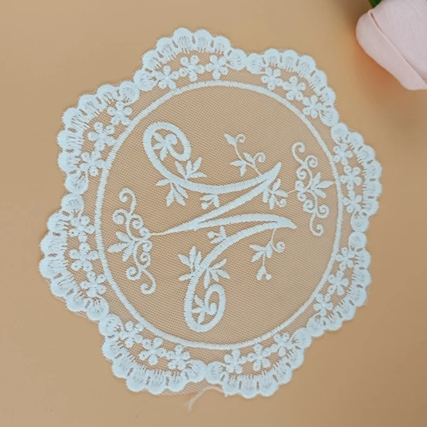 coffee cup organza embroidery doilies,flower applique embroidery lace doilies for table decoration