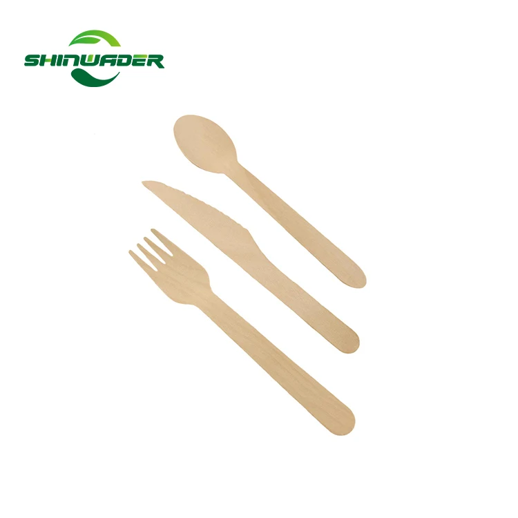 Factory Price Disposable Wooden Spoon Fork Knife Biodegradable Wood Tableware Cutlery Set for Camping Hotel Edible