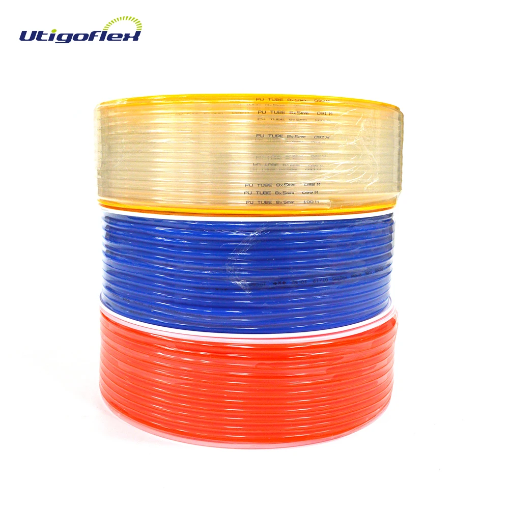 Red blue yellow clear PU pneumatic tubing 2mm 4mm 5mm PU air hose water tube for air concerned system