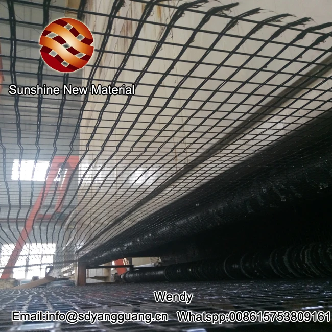 50KN Glass Fiberglass Geogrid Asphalt Geogrid by Karl Mayer Machine