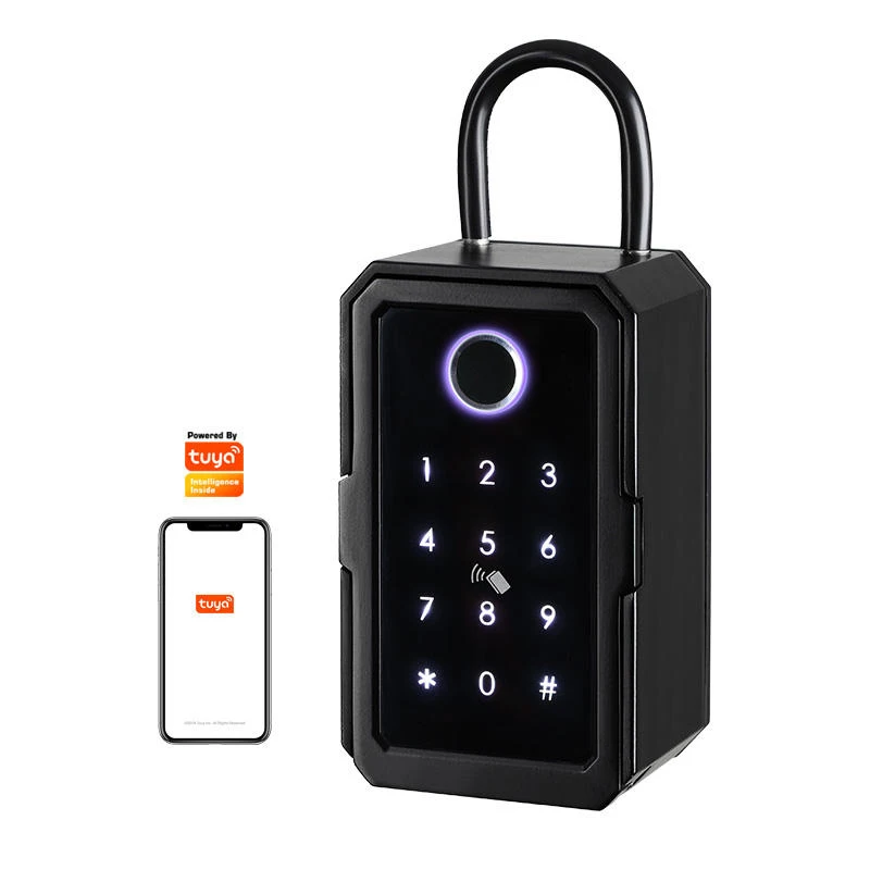 tuya App Waterproof Outdoor Wall Mounted Strong Fingerprint Code Storage Combination Digital Key Card Smart Key storage Lock Box
