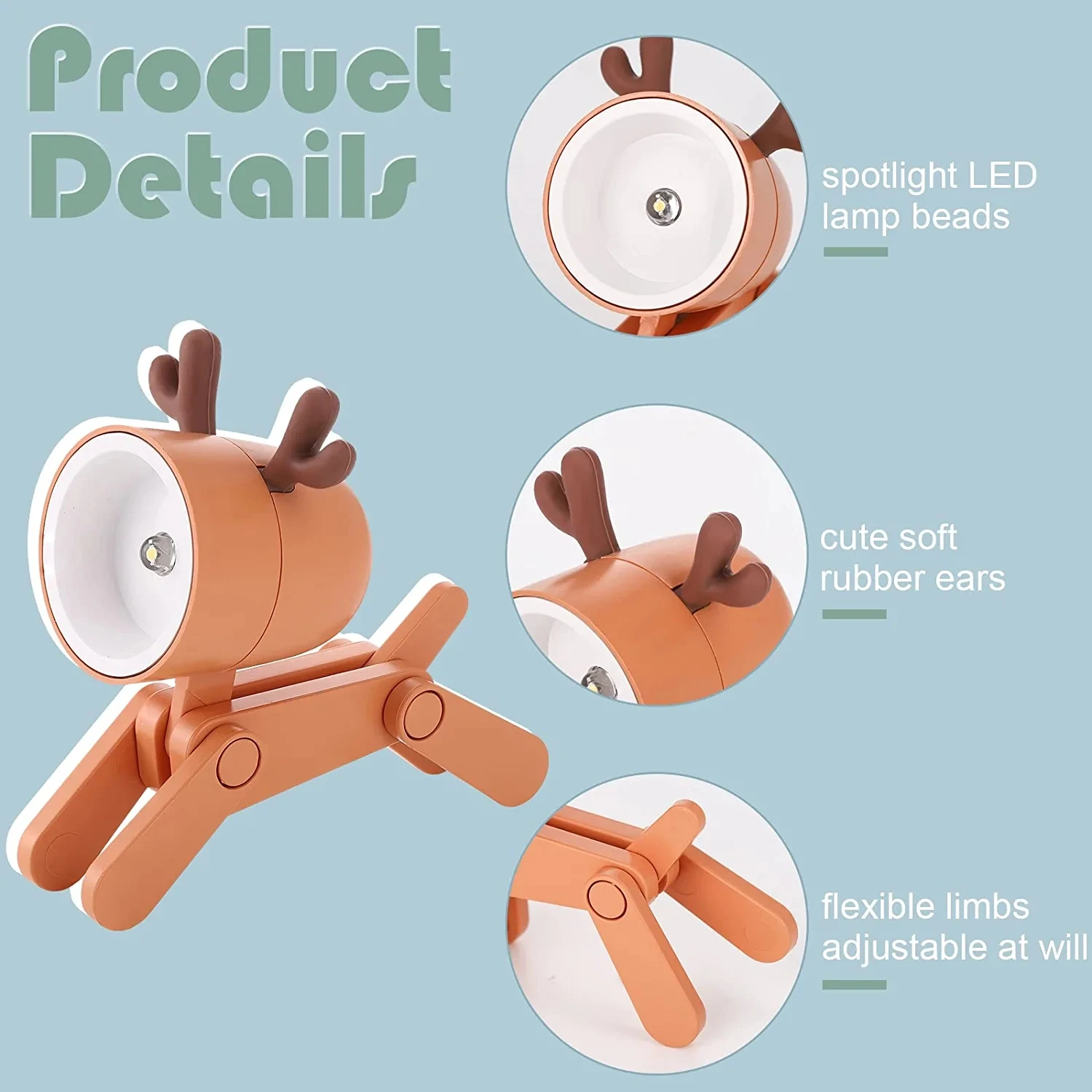 Hot Sale Mini Bedroom Portable Pet Night Light Deer Shape Animal Led Table Lamp Kids Room Decor Deer Night Light