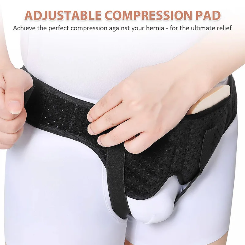 Men medical ostomy groin support truss bi-lateral compression pads inguinal hernia belt