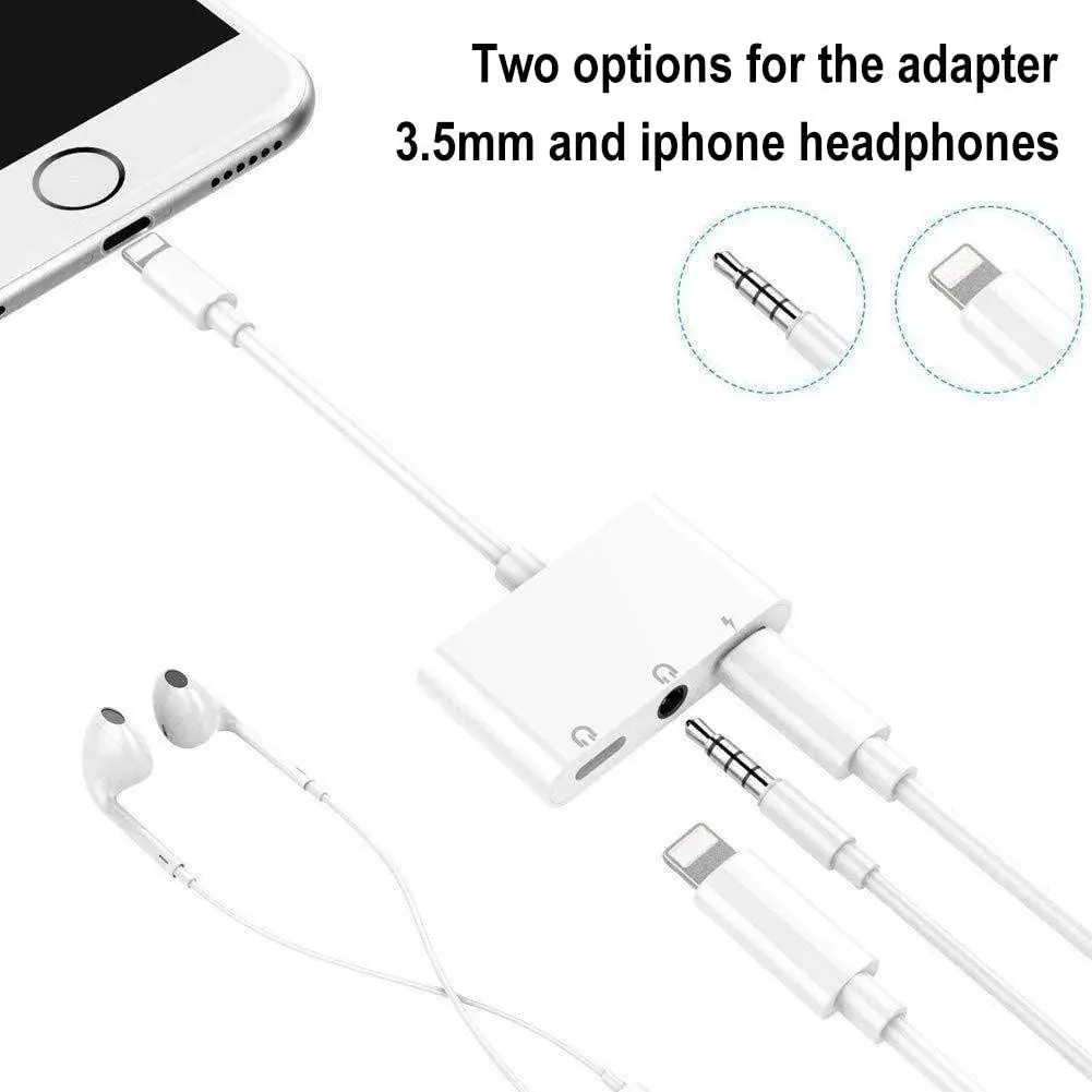 3 in 1Headphone Adapter 3.5mm Jack Headphone Adapter 3 in 1 Earphone and Charging Splitter for iPhone 1211SEXSXRX87 and iPad