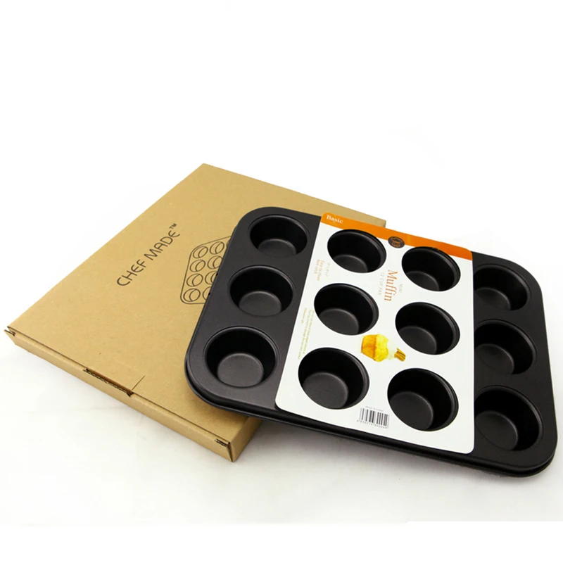 CHEFMADE Baking Tools Non-Stick 12 Cavities Muffin Pan Molds Bakeware Nonstick Muffin Baking Pan 12 Cup Mini Muffin Pan