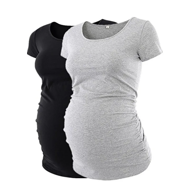 Maternity Casual T Shirt Breastfeeding Clothes Pure Colour Short Sleeve Nursing Top Casual Pregnant Tshirt Dropshipping