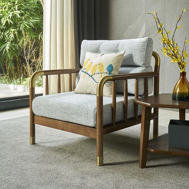 Modern Nordic Solid Wood Furniture Living Room Fabric Sofa Set