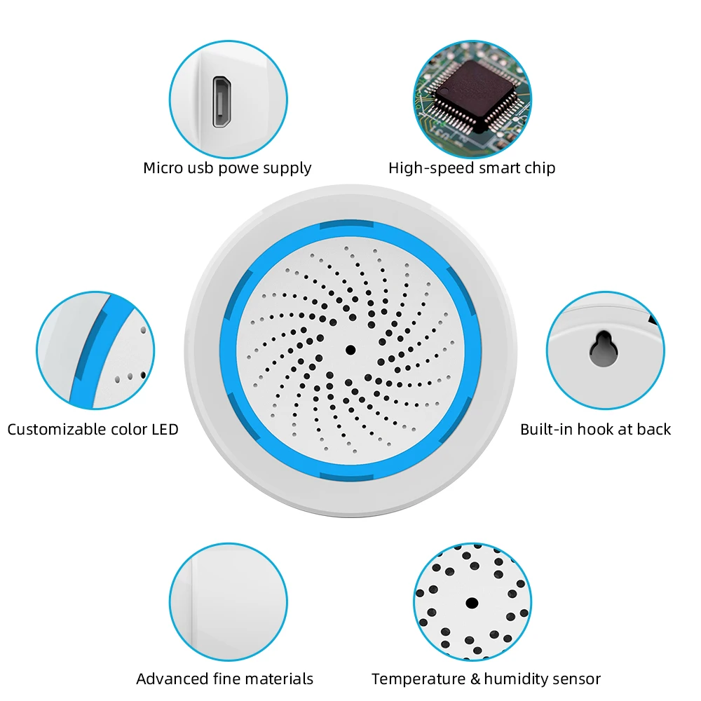 Home security smart wifi alarm sirene 220v with usb power supply