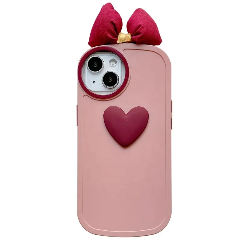 Soft TPU Rounded Camera Mobile Phone Fancy Cover Cute Bowknot for iPhone Cases for Girls