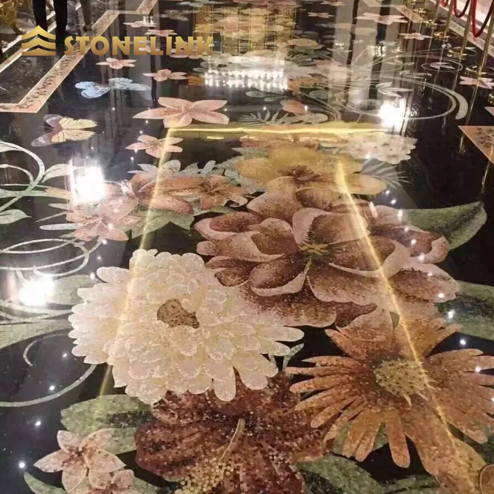 Stonelink one-stop solution luxury marble floor inlay design pattern waterjet marble medallion for villa
