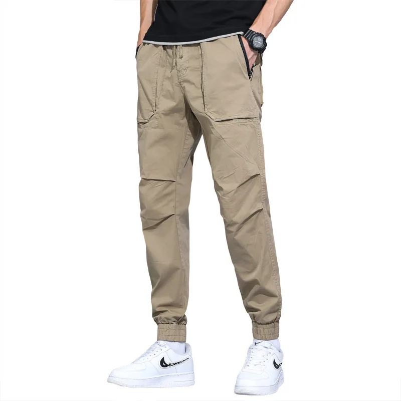 Custom mens tapered pants khaki cargo jogger pants