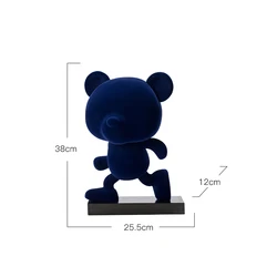 3D Light luxury Resin flocking bear ornaments in Md size model room floor sculpture art sales office hotel