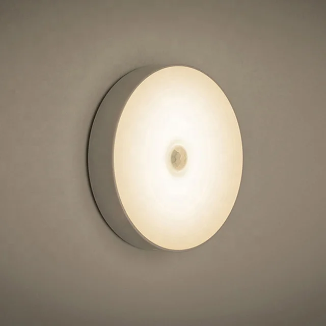 Wireless USB Rechargeable Battery Powered Under Cabinet LED Lights Motion Sensors Round Nightlight
