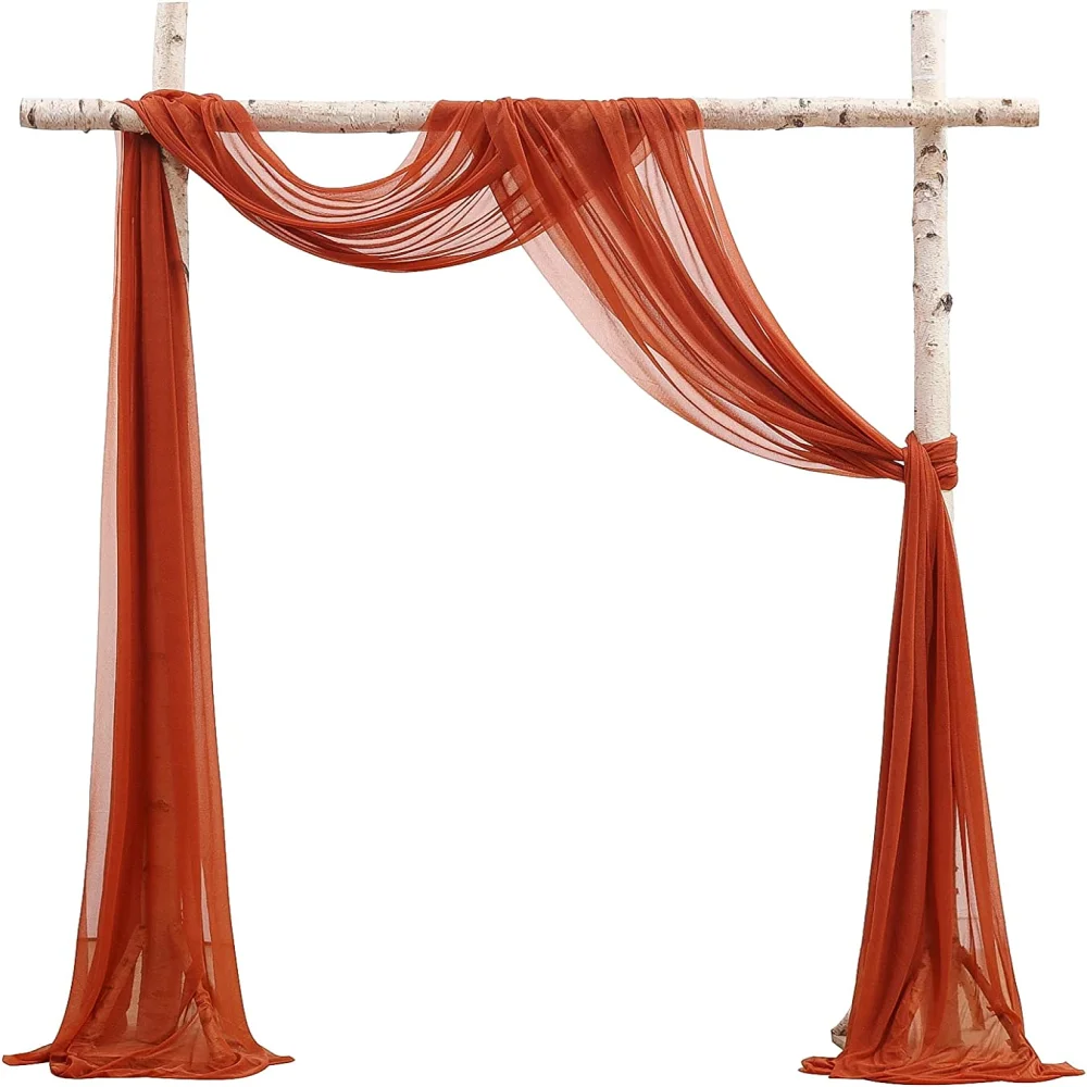 Wholesale Wedding Backdrop Drapes Sheer Chiffon Drapes Pink Drapes Curtains Chiffon valance For Wedding Decoration