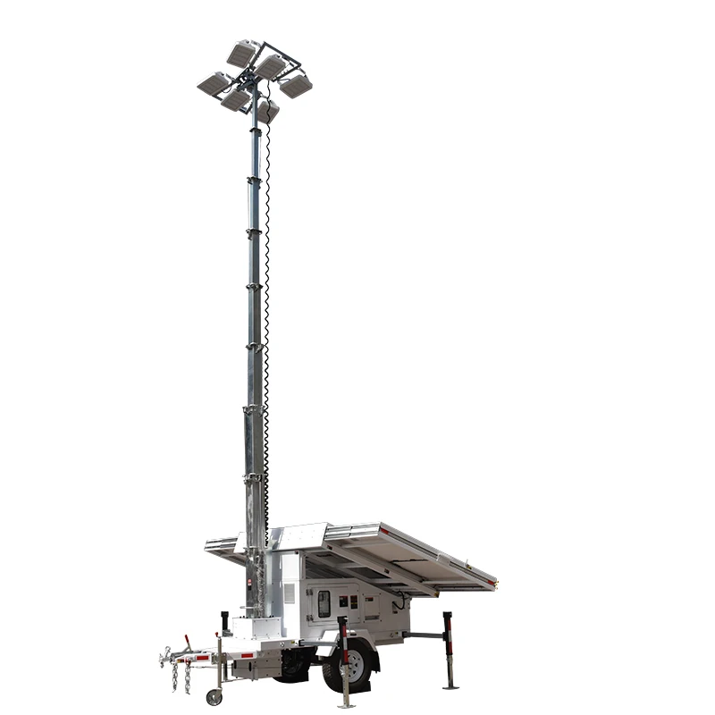 Large Capacity High Brightness Portable Solar Movable Trailer For Parking Lot For Construction Site Lighting Tower Lighthouse