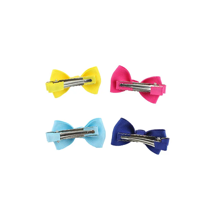 20 pcs 2' Baby Girls Fully Lined Grosgrain Boutique Solid Color Ribbon Mini Hair Bows Clips for Teens Infants Kids Toddlers