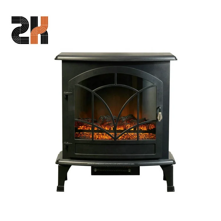 3D Simulation Flames Indoor Black Fireplace Standding Electric Fireplace With Black Mantel