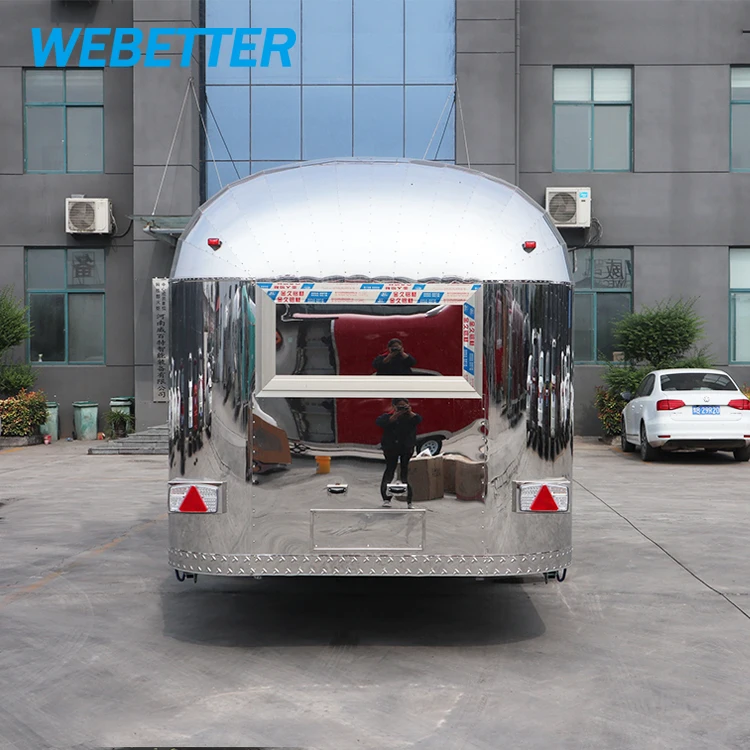 WEBETTER china mobile airstream food trailer manufacturer stainless steel remorque mobile fast food truck for sale Europe
