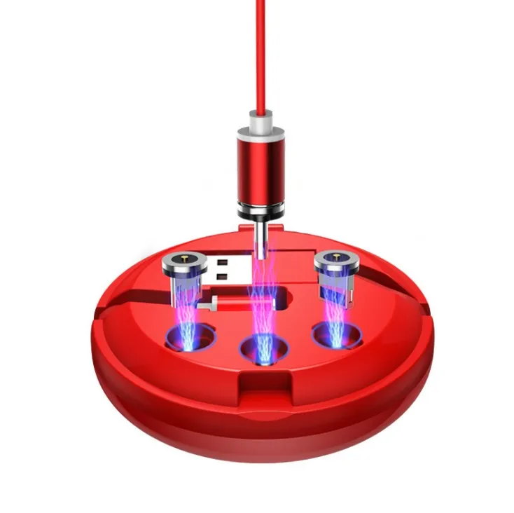 
3 in 1multi-head round box strong magnetic charging usb cable and retractcable usb cable 