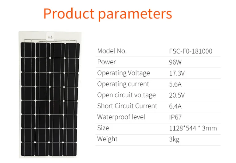 high efficiency 100w semi flexible frameless solar power sun power camping solar panel for RV Boat