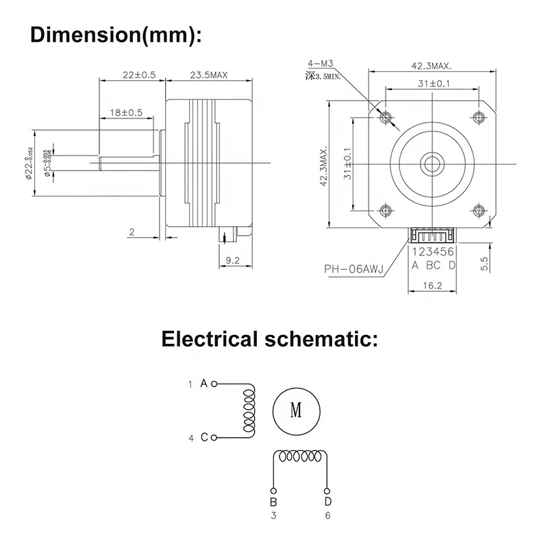 TWOTREES Can be customized stepper motor 17HS4023 CNC hybrid nema 17 stepper motor manufacturer