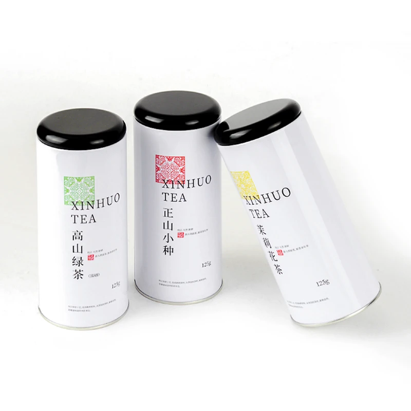 Factory Custom Empty Round Tin Containers Food Safe Tea Tin Matte White Metal Packaging Coffee Tea Tins For Loose Tea