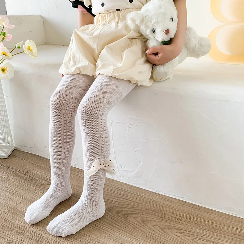 Mosquito - Proof Children Pantyhose Net Hollow  Baby Stockings Girl Pantyhose Tights With Bowknot