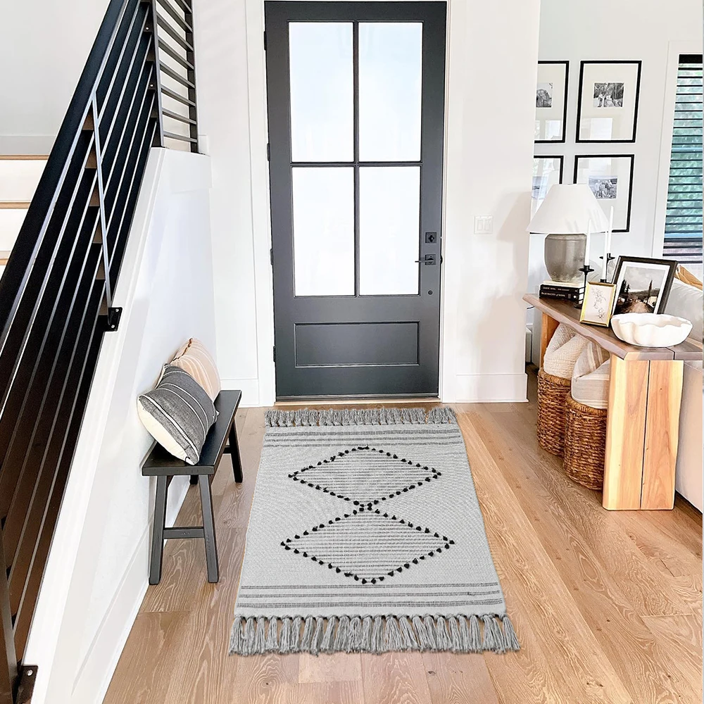 Manufacturer Wholesale Washable Bohemia Woven Tassel Rugs Home Decor Living room Hallway Carpet