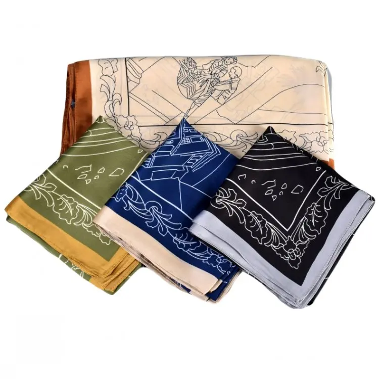 spring new pastoral decoration spot plain weave 70cm satin square silk scarf wholesale spot cross-border