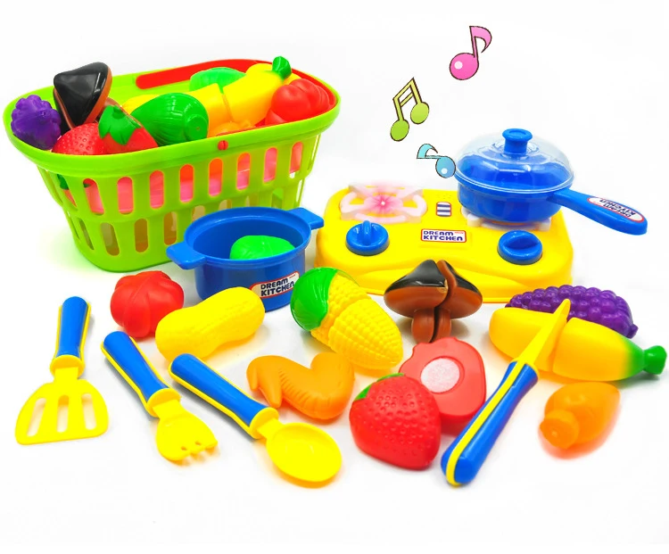 
Wholesales funny kitchen plastic fruit cut toy with sound and light 