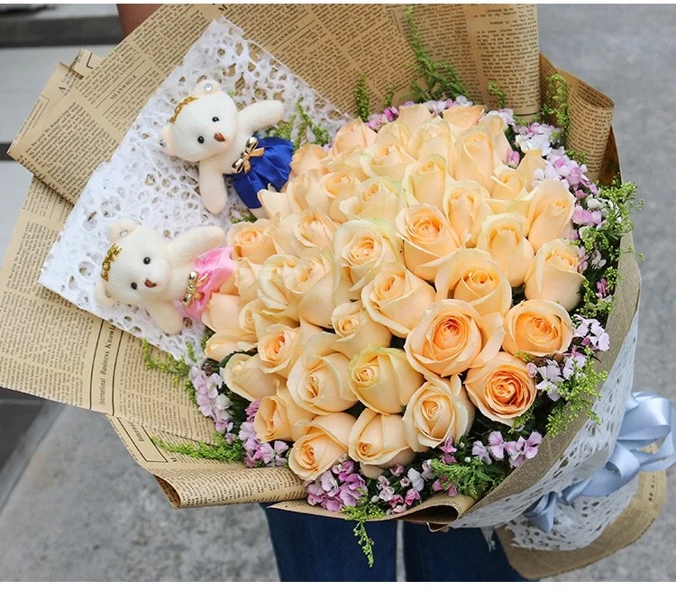 
45sheets/Bag 50*70cm Wholesale Nice English Newspapers Design Printed Flower Wrapping Kraft Paper 