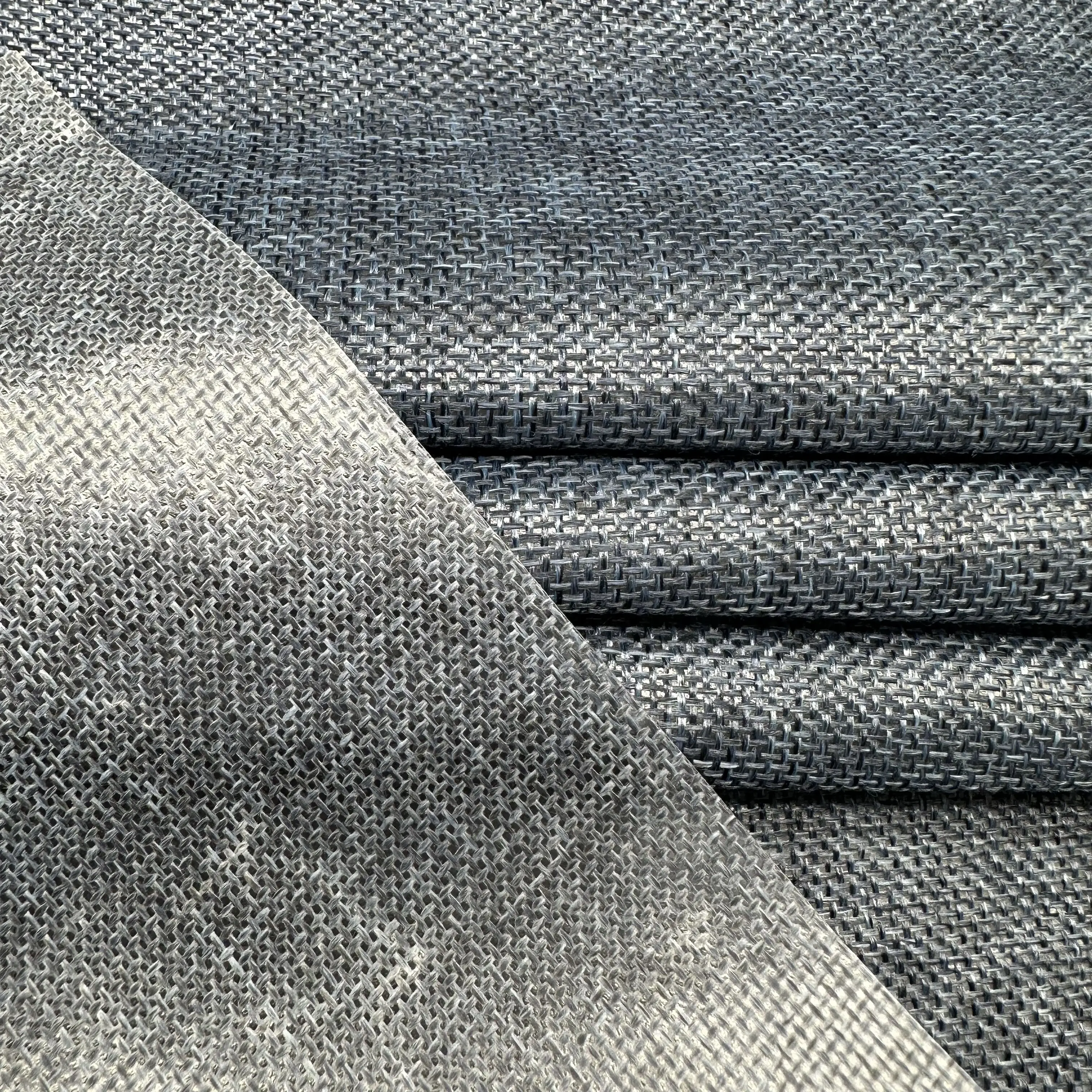 Wholesale Poly Jute Lamination Fabric home textile Linen look upholstery polyester sofa fabric Factory sales