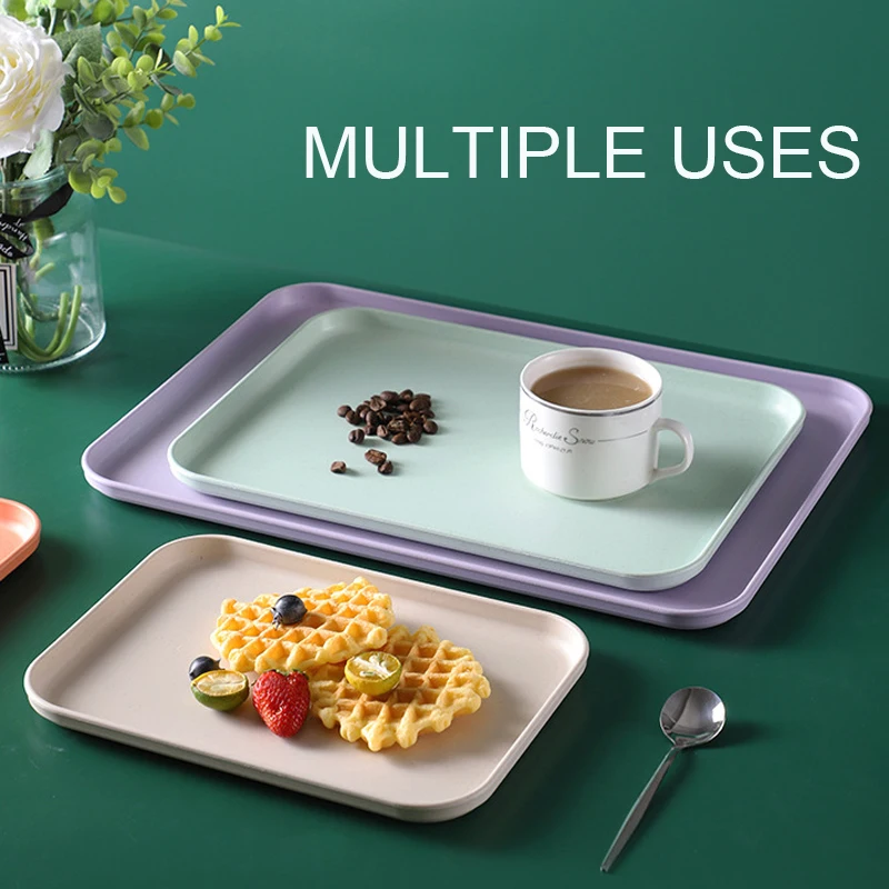 Wholesale Stackable Service Tray Decorativas Bandejas De Plastico Decor Cheap Plastic Bulk Food Bread Fruit Trays serving