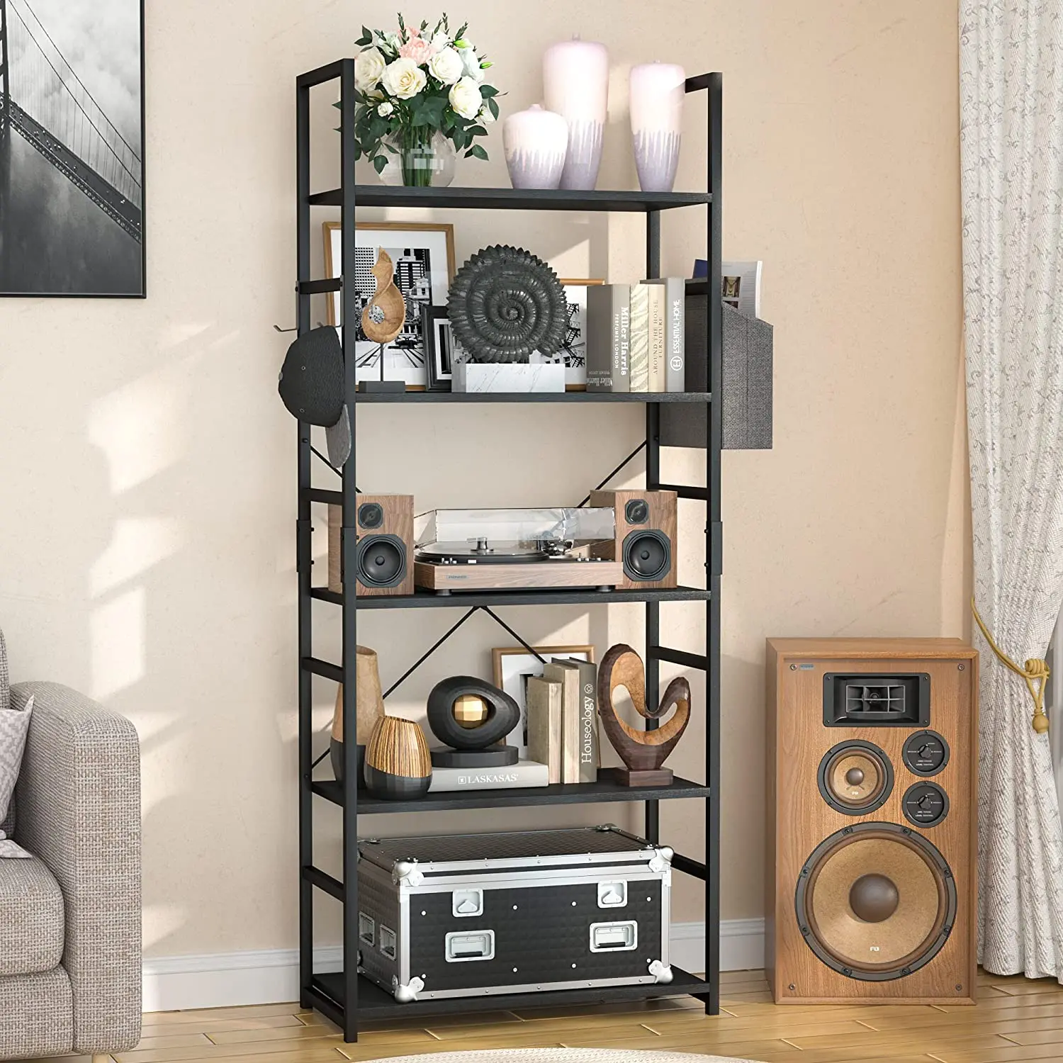 Storage Shelf Racks 6 Tier Vertical  Bookcases Modern Book Shelf for Bedroom Living Room and Home Office