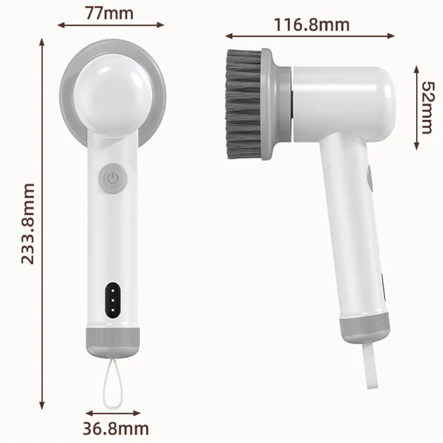 New White Electric Cleaning Brush Multifunctional Cleaning Pots and Dishes Brush for Kitchen Bathroom Polishing Brush