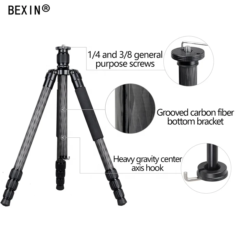 
Professional heavy duty Flexible Panoramic ball head photography Carbon Fiber camera tripod monopod stand for dslr video camera 