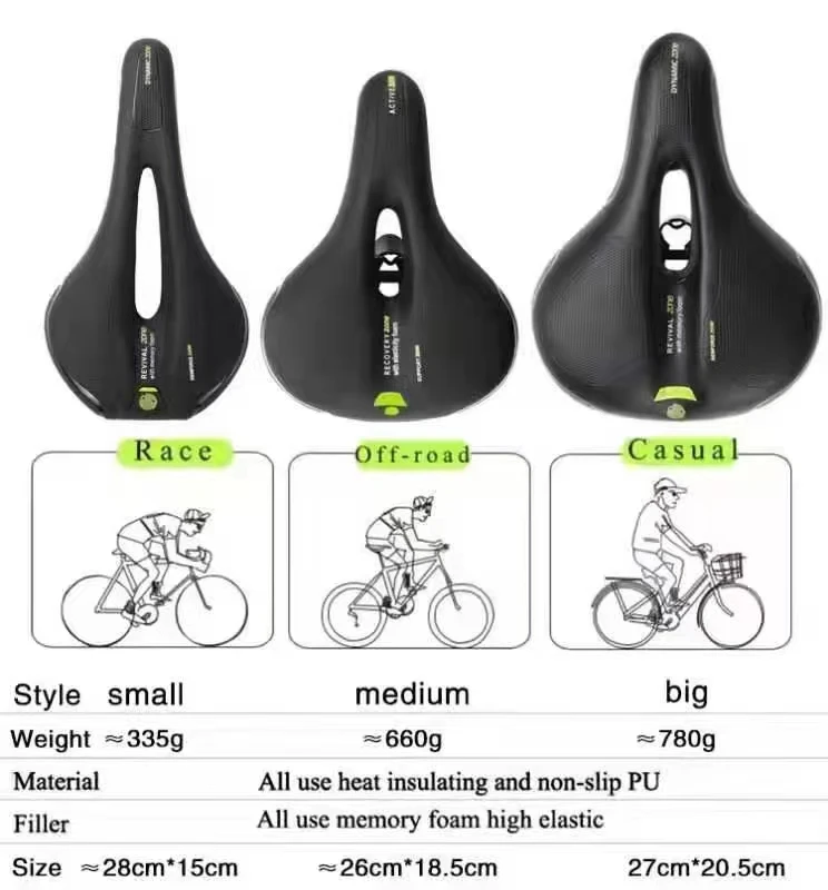 factory outlet Comfort Bike Seat Replacement Padded Soft High Memory Foam Bicycle Saddle with Dual Shock Absorbing Rubber Balls