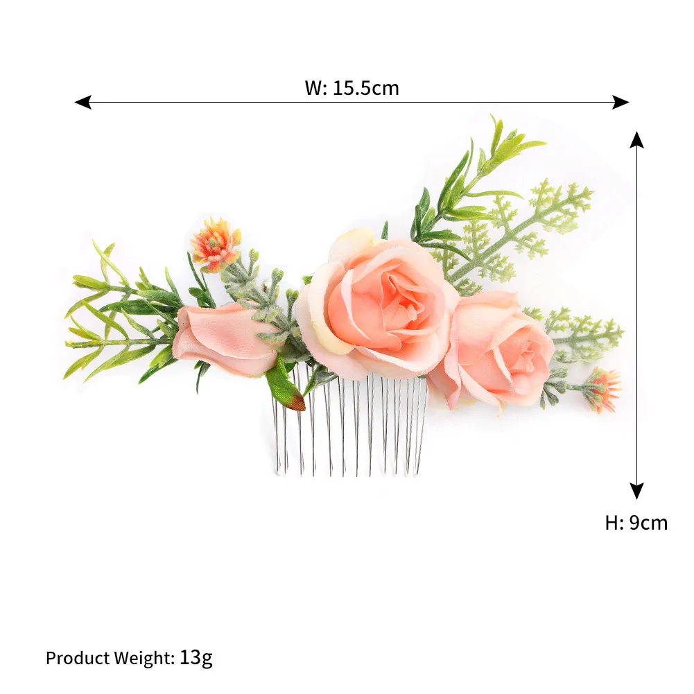Qetesh Handmade Cloth Flower Bride Hair Comb Beach Wedding Headdress