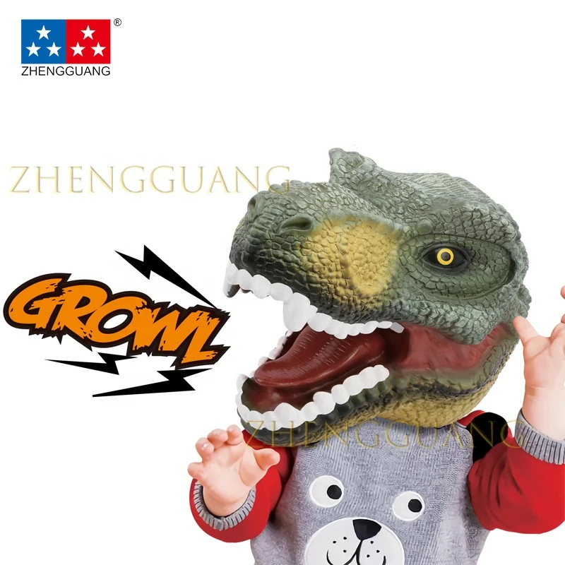 Zhengguang Toys 2024 New Dinosaur Mask Latex Animal Halloween Cosplay Mask Jaw Dinosaur Head Mask Toys