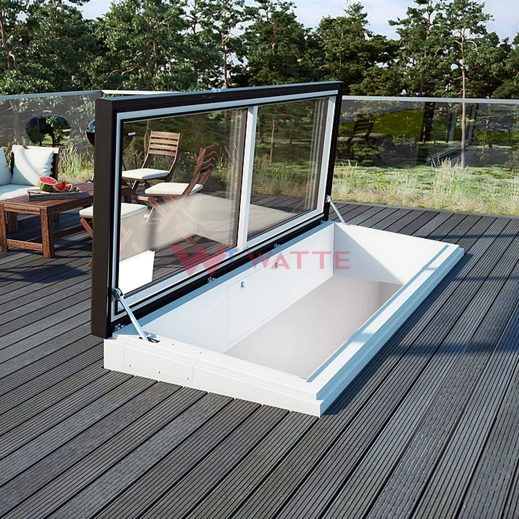Modern design villa house waterproof insulated glass skylights flat roof staircase access hatches window for roofs stairs