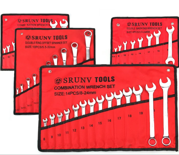 good quality 14PCS Cr-V Combination Wrench Set with Ratchet Wrench tool kit and Adjustable Wrench Household Tool Set