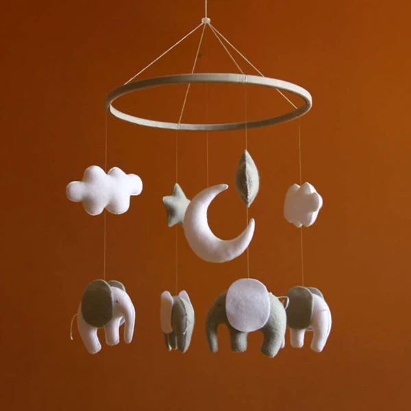 Мобиль для детской кроватки из войлочной шерсти в форме звезды луны облака деревянный мобильный Декор войлочный детский мобильный для кроватки подвесная сенсорная игрушка