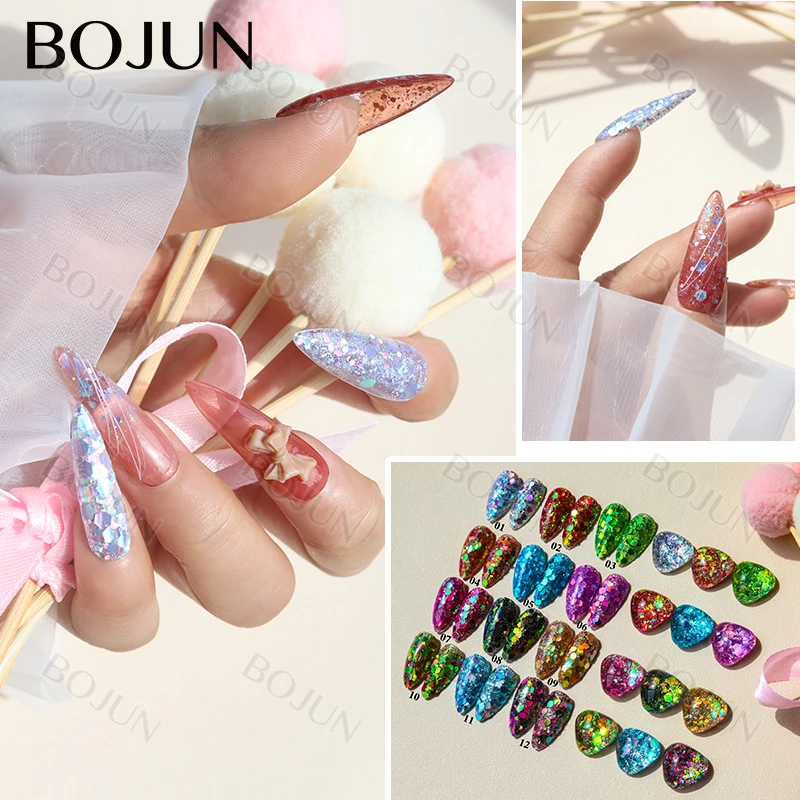 Big Discount nail glitter acrylic powder chunky hexagonal mixed glitter for nail art solvent resistance chameleon glitter